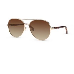 Kate Spade New York AverieS 24WHA Graidient Aviator Sunglasses Gold Havana Brown